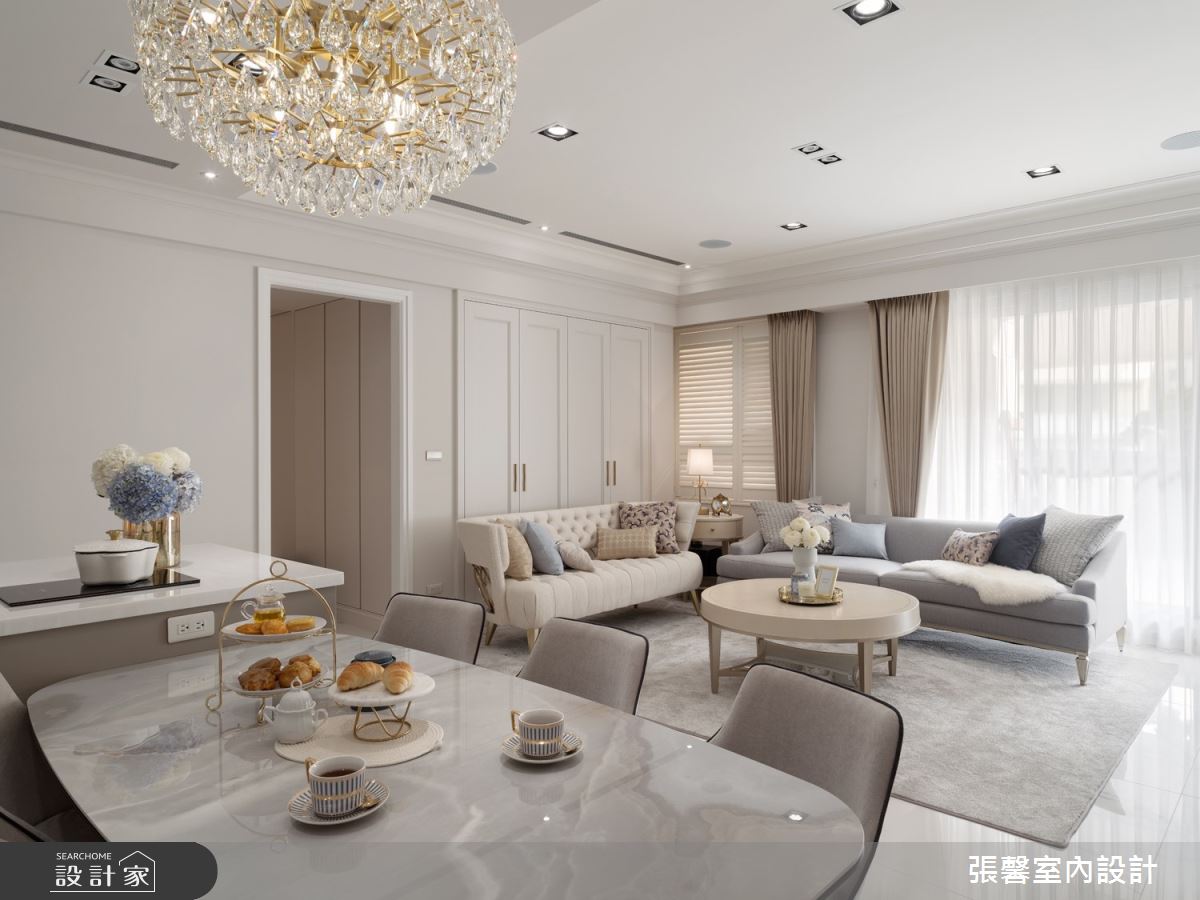 46坪毛胚屋＿美式風客廳餐廳中島案例圖片＿張馨室內設計/瀚觀室內裝修設計工程有限公司＿張馨_綺麗香頌之10