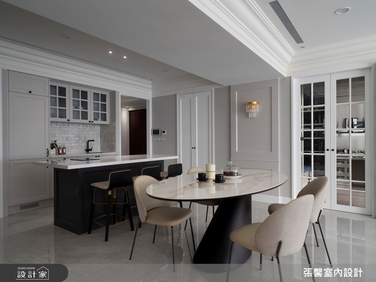 35坪新成屋(5年以下)＿美式風餐廳中島案例圖片＿張馨室內設計/瀚觀室內裝修設計工程有限公司＿張馨_灰韻 和諧之境之4