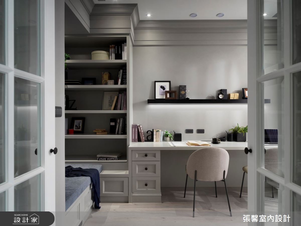 35坪新成屋(5年以下)＿美式風書房臥榻案例圖片＿張馨室內設計/瀚觀室內裝修設計工程有限公司＿張馨_灰韻 和諧之境之11