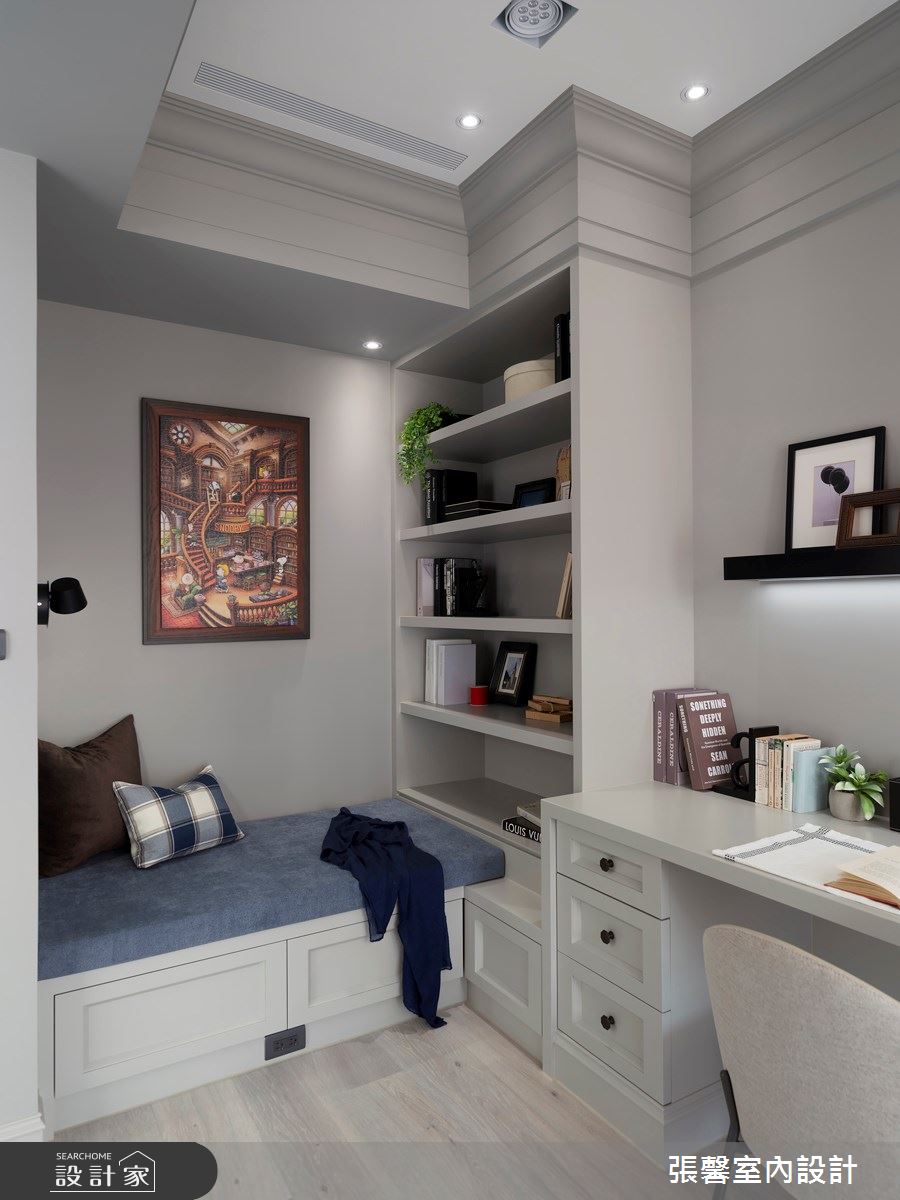 35坪新成屋(5年以下)＿美式風書房臥榻案例圖片＿張馨室內設計/瀚觀室內裝修設計工程有限公司＿張馨_灰韻 和諧之境之13