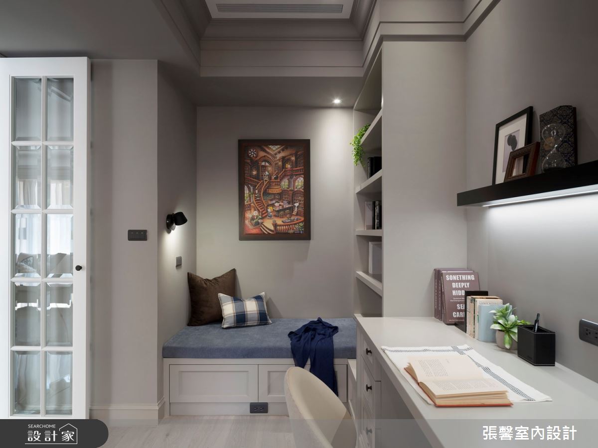 35坪新成屋(5年以下)＿美式風書房臥榻案例圖片＿張馨室內設計/瀚觀室內裝修設計工程有限公司＿張馨_灰韻 和諧之境之14