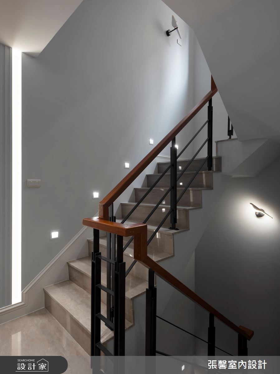 88坪新成屋(5年以下)＿美式風樓梯案例圖片＿張馨室內設計/瀚觀室內裝修設計工程有限公司＿張馨_華雅 燦美時光之10