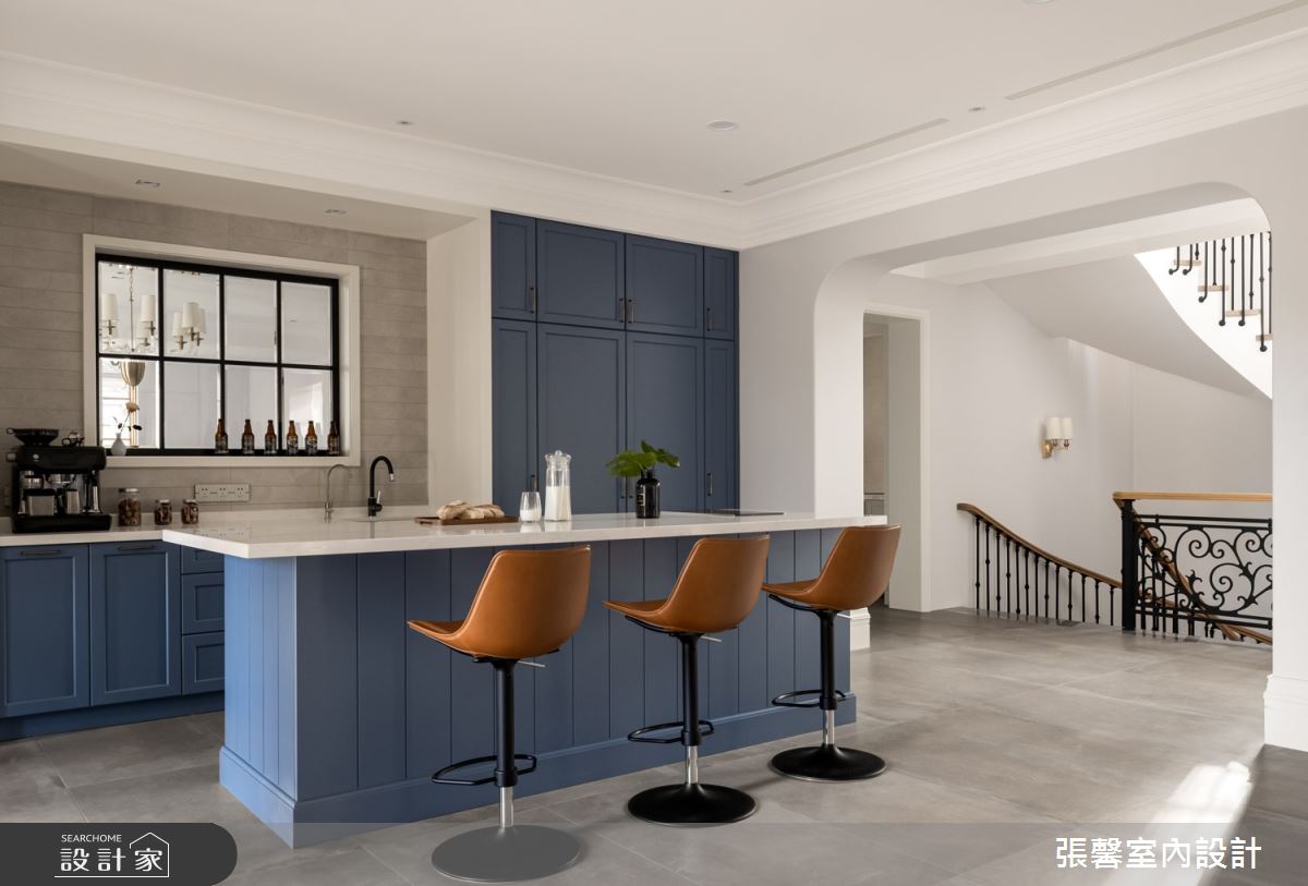 330坪毛胚屋＿美式風廚房吧檯樓梯中島案例圖片＿張馨室內設計/瀚觀室內裝修設計工程有限公司＿張馨_無憂 桃花源之9