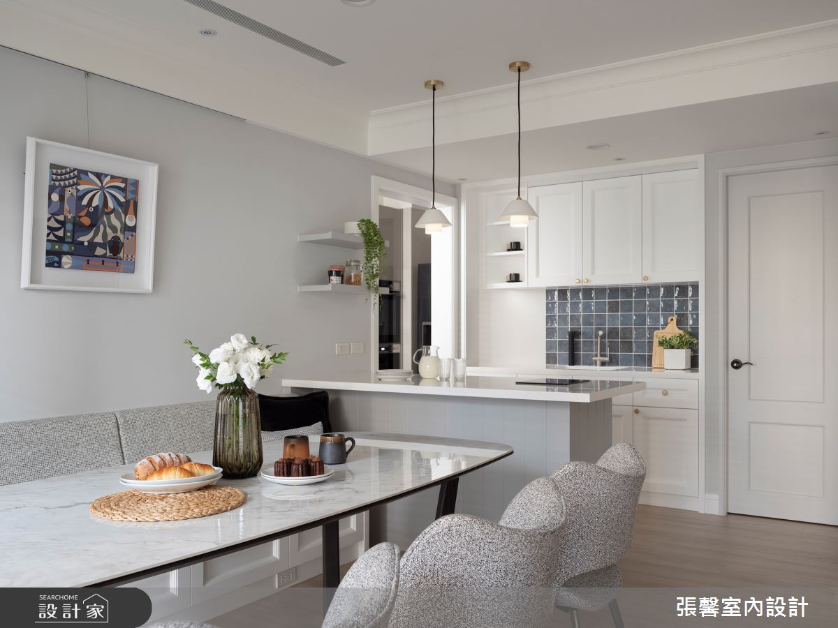 53坪中古屋(5~15年)＿美式風餐廳廚房中島案例圖片＿張馨室內設計/瀚觀室內裝修設計工程有限公司＿張馨_蛻變 怡然生活之7