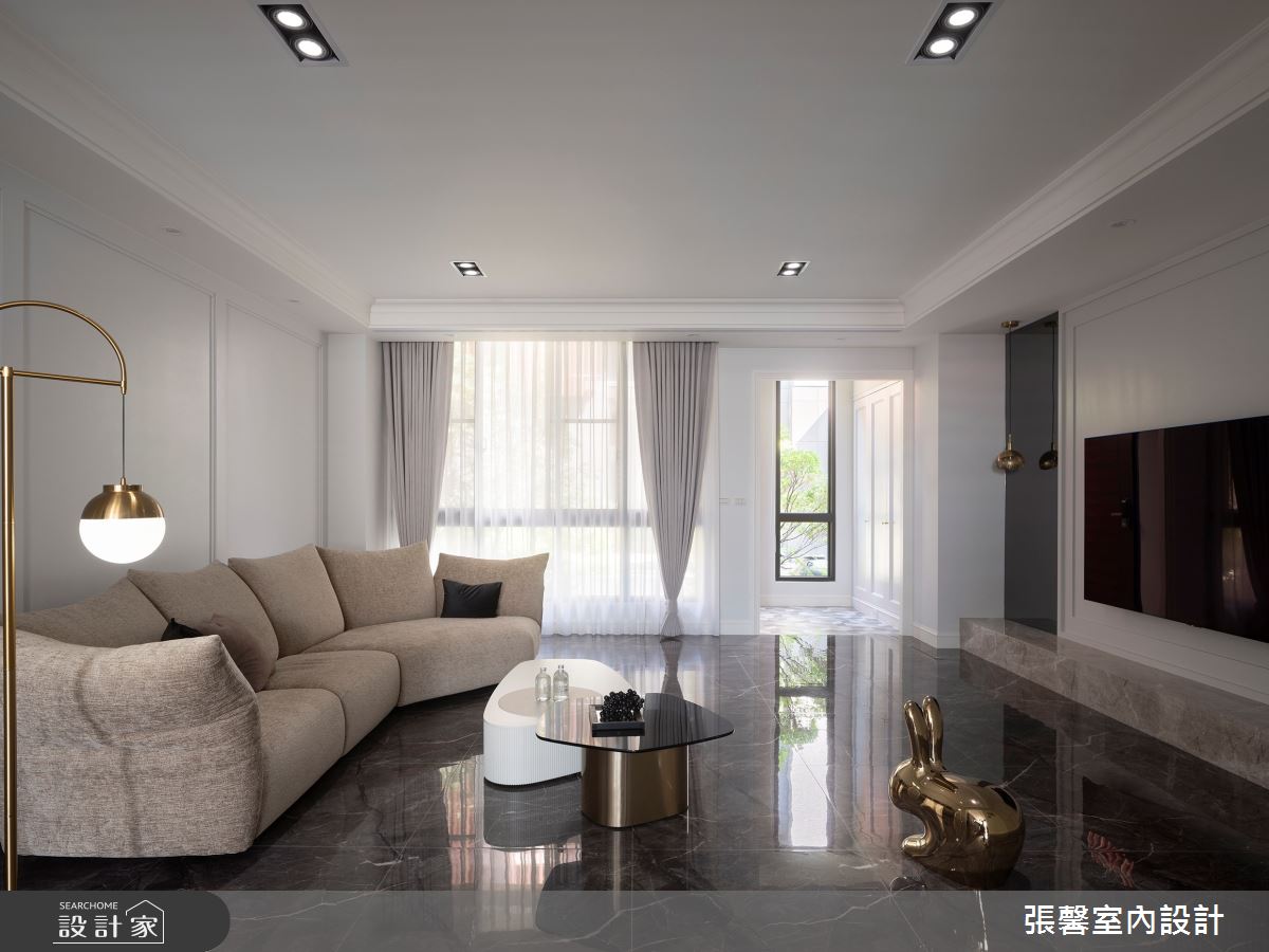 112坪預售屋＿美式風客廳案例圖片＿張馨室內設計/瀚觀室內裝修設計工程有限公司＿張馨_一個人的白色別墅之3