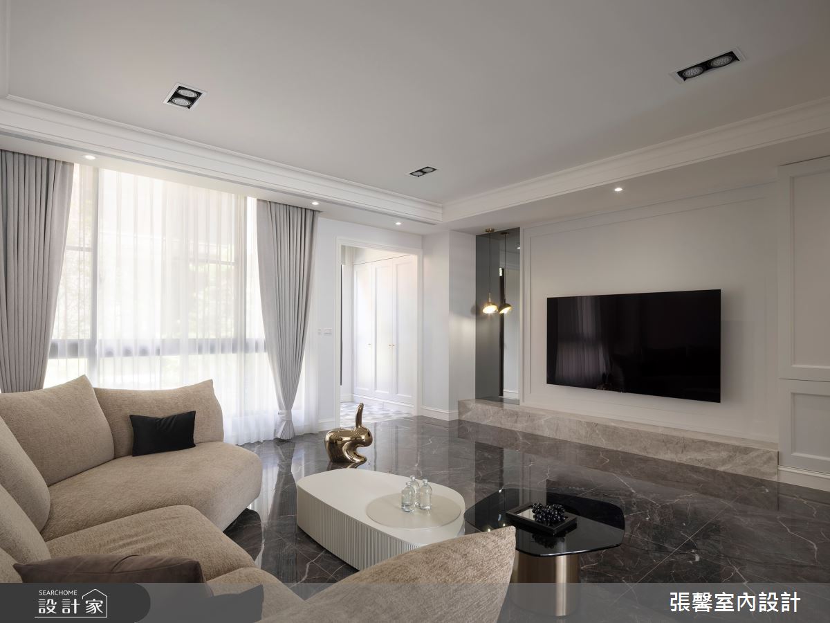 112坪預售屋＿美式風客廳案例圖片＿張馨室內設計/瀚觀室內裝修設計工程有限公司＿張馨_一個人的白色別墅之4