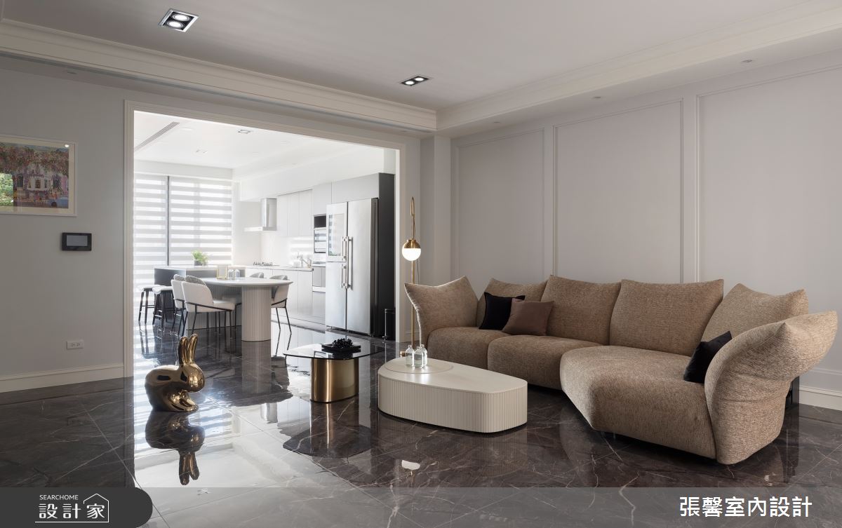 112坪預售屋＿美式風客廳餐廳廚房中島案例圖片＿張馨室內設計/瀚觀室內裝修設計工程有限公司＿張馨_一個人的白色別墅之5