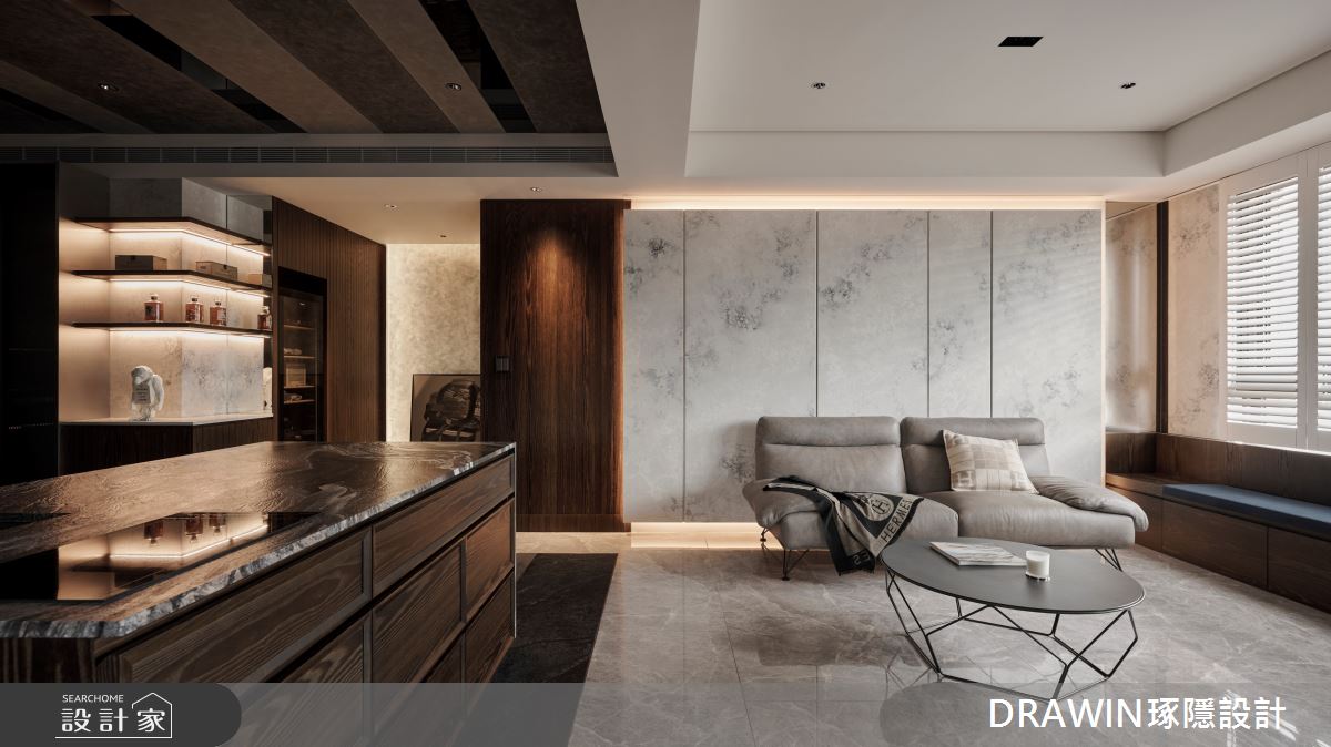35坪新成屋(5年以下)＿現代風客廳臥榻中島案例圖片＿琢隱設計DRAWIN DESIGN STUDIO＿琢隱_C Residence之8