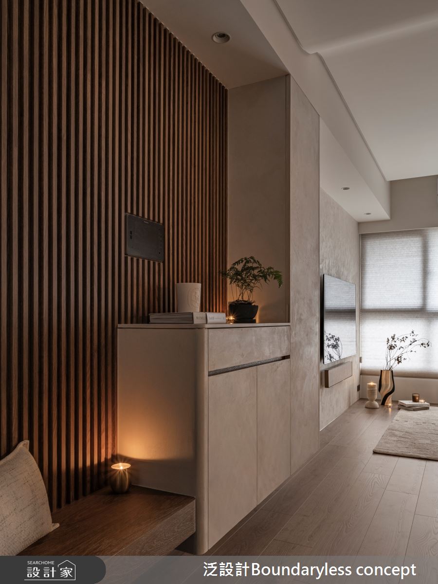 25坪預售屋＿侘寂風玄關客廳案例圖片＿泛設計Boundaryless concept＿泛設計_謐．境之2