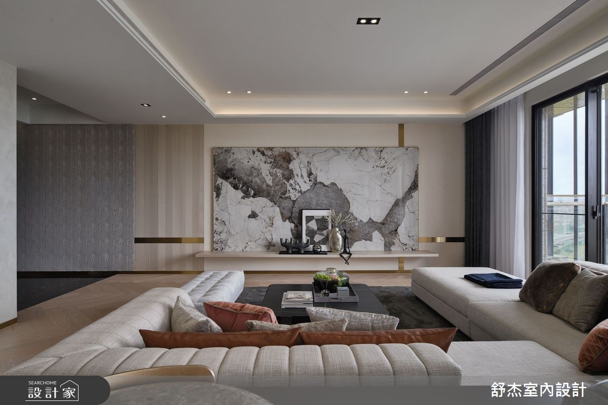 142坪新成屋(5年以下)＿現代風客廳案例圖片＿舒杰室內裝修設計有限公司＿舒杰_輕奢‧水色四季百坪豪宅之1
