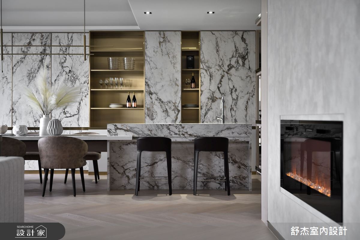 142坪新成屋(5年以下)＿現代風餐廳中島案例圖片＿舒杰室內裝修設計有限公司＿舒杰_輕奢‧水色四季百坪豪宅之13