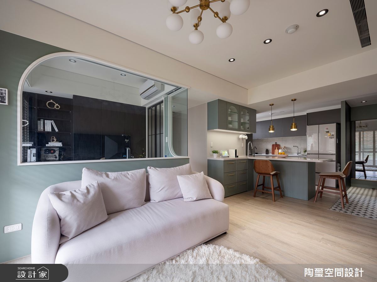 18坪新成屋(5年以下)＿美式風客廳廚房吧檯中島案例圖片＿陶璽空間設計＿陶璽_56之13