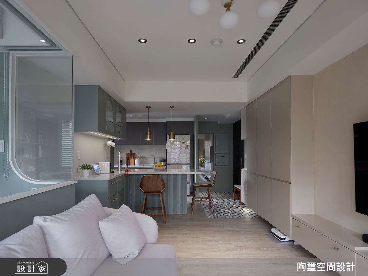 18坪新成屋(5年以下)＿美式風客廳餐廳吧檯中島案例圖片＿陶璽空間設計＿陶璽_56之14