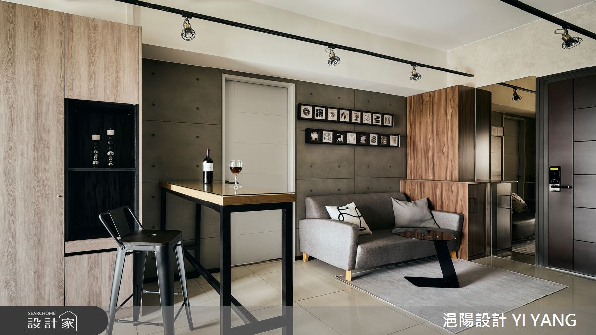 13坪中古屋(5~15年)＿現代工業風玄關客廳餐廳吧檯案例圖片＿浥陽設計 YI YANG＿浥陽_青埔寶徠花園｜現代工業風之2