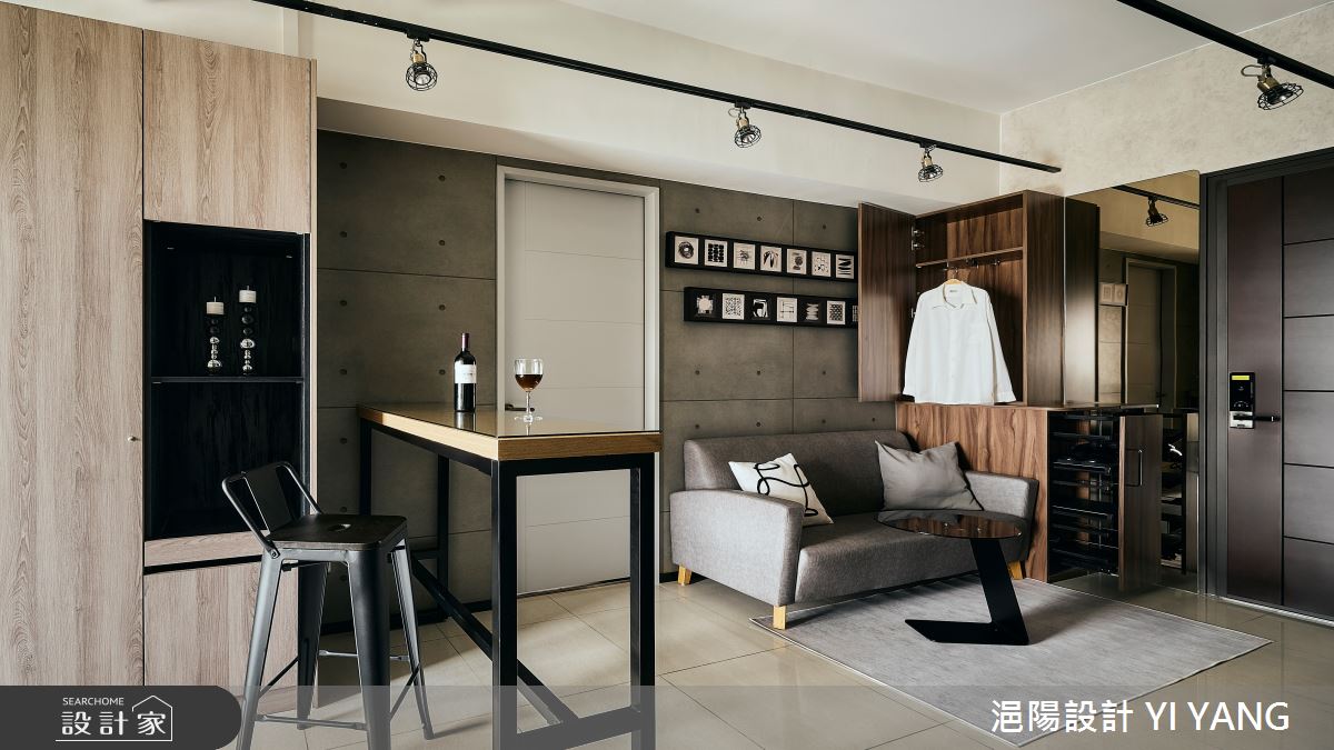 13坪中古屋(5~15年)＿現代工業風玄關客廳餐廳吧檯案例圖片＿浥陽設計 YI YANG＿浥陽_青埔寶徠花園｜現代工業風之3