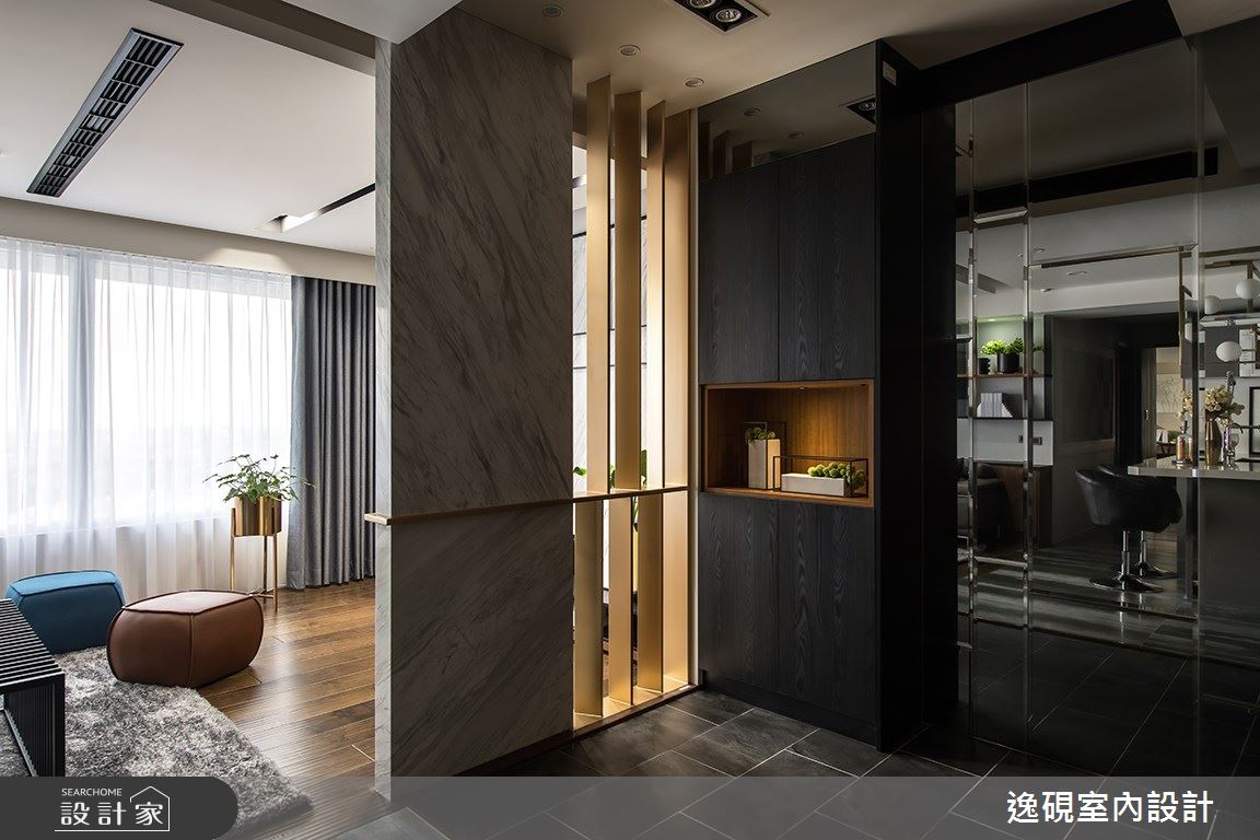 40坪新成屋(5年以下)＿現代風玄關客廳案例圖片＿逸硯室內設計＿逸硯_08.新竹｜對畫之1