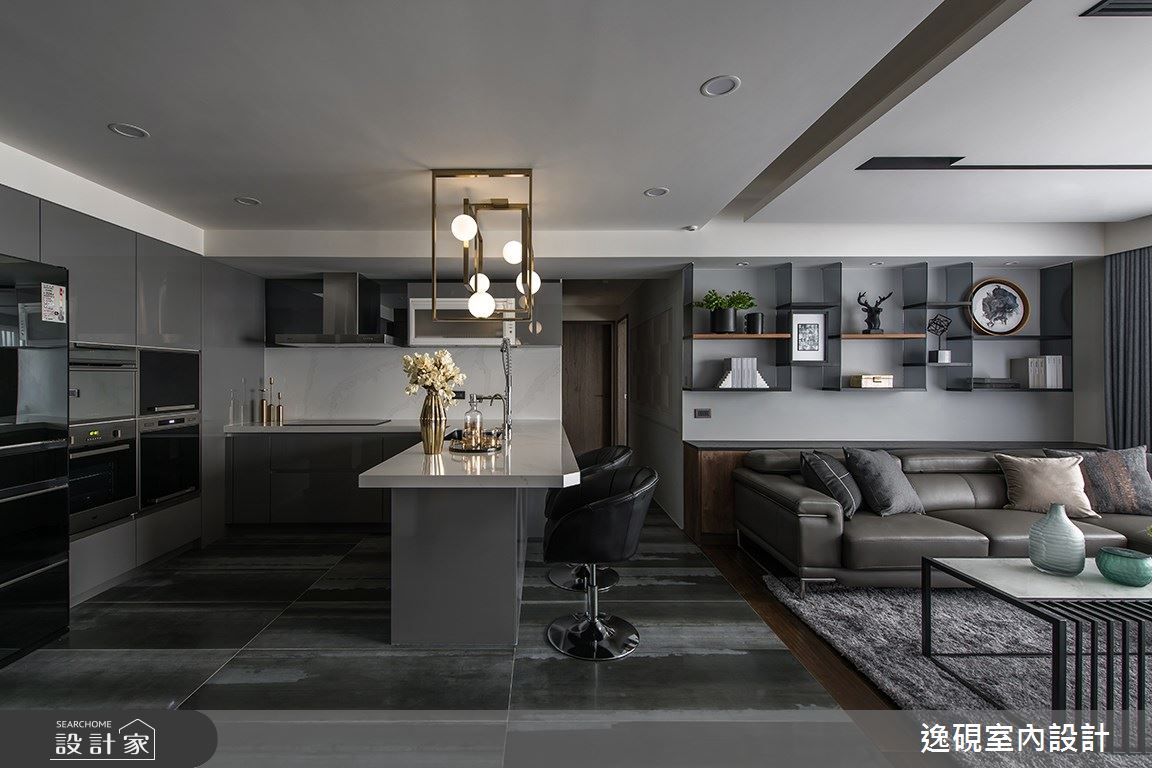 40坪新成屋(5年以下)＿現代風客廳餐廳廚房中島案例圖片＿逸硯室內設計＿逸硯_08.新竹｜對畫之23
