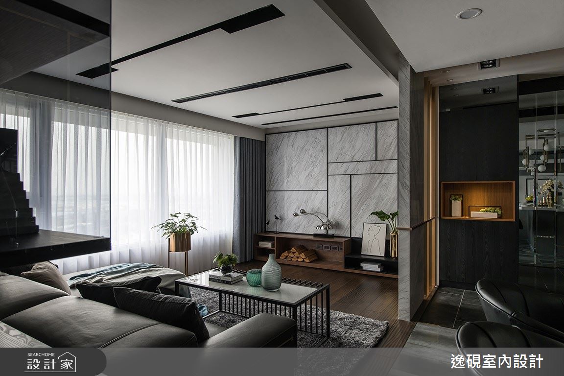 40坪新成屋(5年以下)＿現代風玄關客廳案例圖片＿逸硯室內設計＿逸硯_08.新竹｜對畫之6