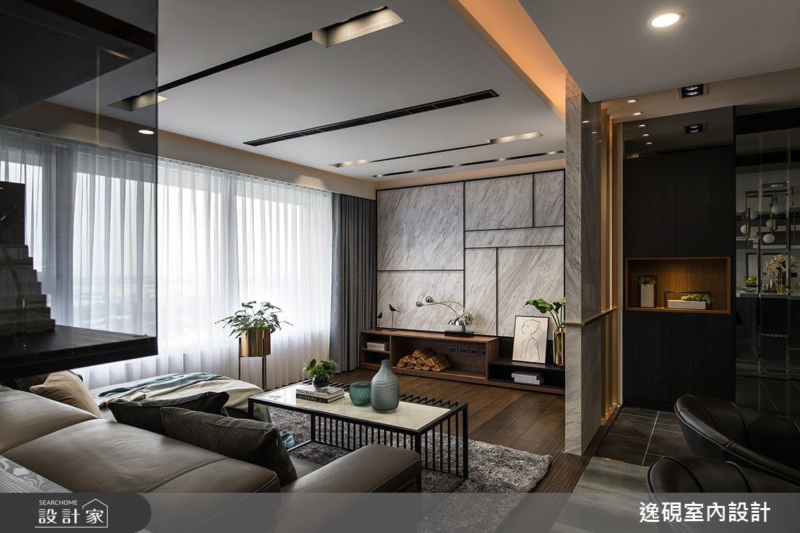 40坪新成屋(5年以下)＿現代風玄關客廳案例圖片＿逸硯室內設計＿逸硯_08.新竹｜對畫之7