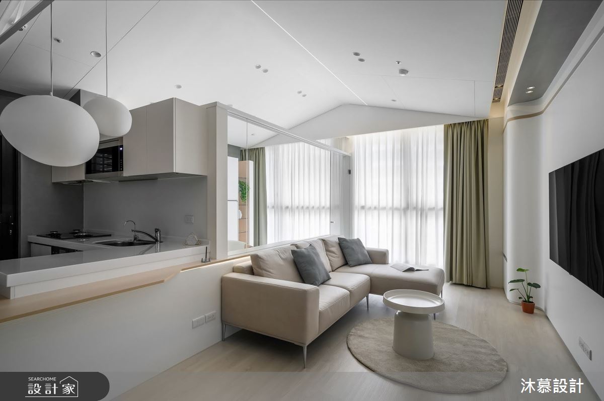 15坪新成屋(5年以下)＿現代風客廳餐廳廚房中島案例圖片＿沐慕室內設計＿沐慕_鸚鵡之家 l The co-living residence of parrot–human之4
