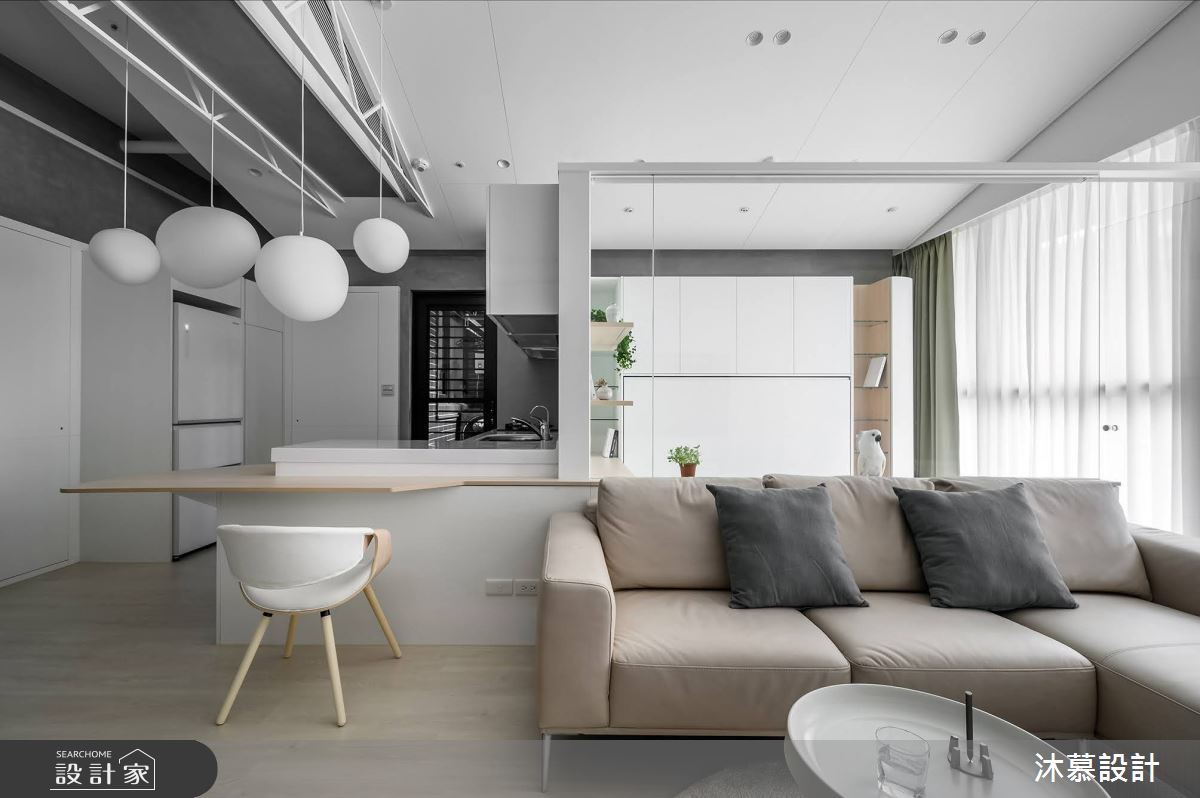 15坪新成屋(5年以下)＿現代風客廳餐廳廚房中島案例圖片＿沐慕室內設計＿沐慕_鸚鵡之家 l The co-living residence of parrot–human之4103