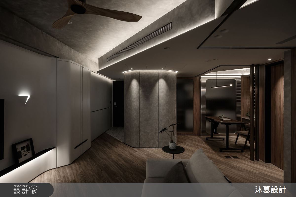 18坪新成屋(5年以下)＿現代風玄關客廳書房案例圖片＿沐慕室內設計＿沐慕_斜率。延伸 l Slope. Extension之18