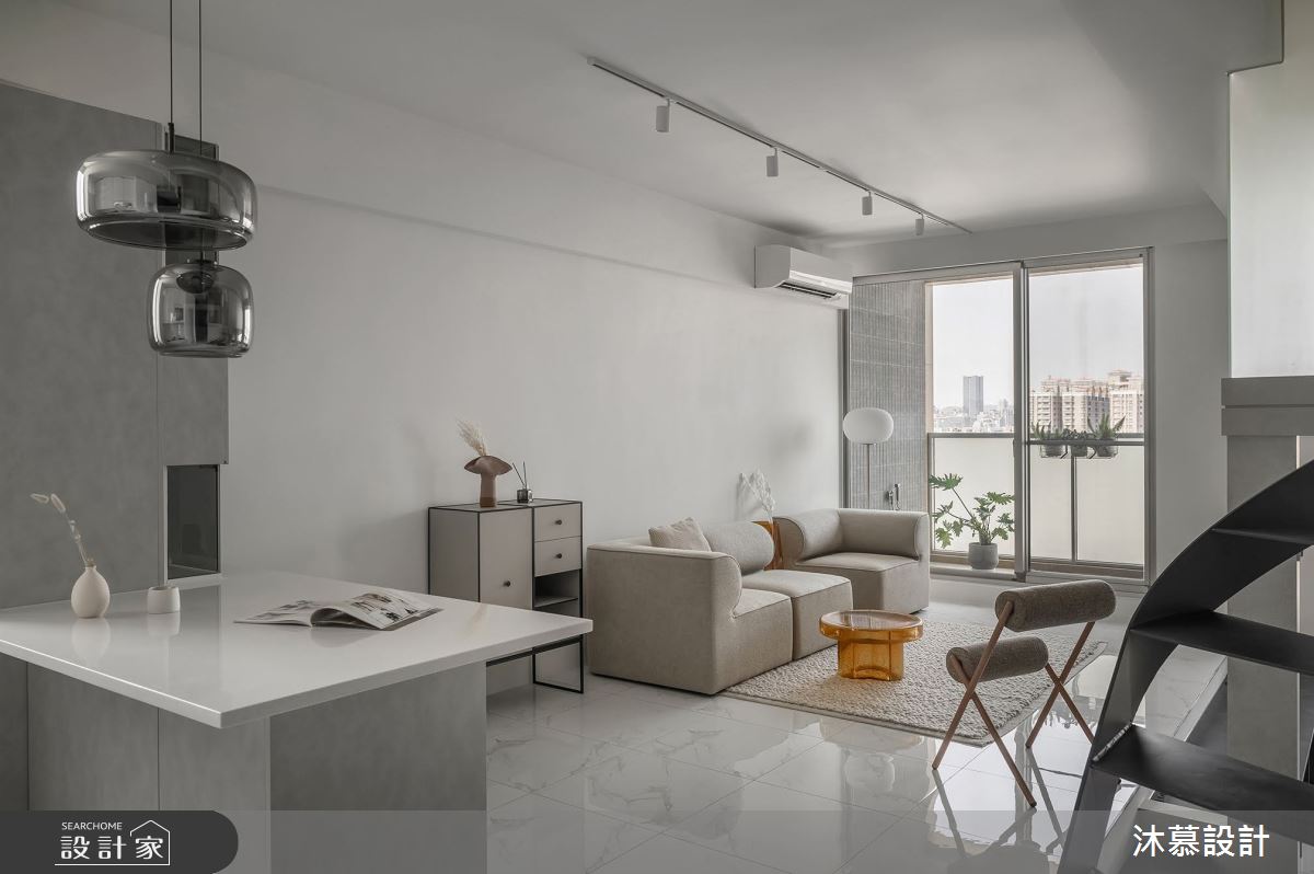 18坪新成屋(5年以下)＿現代風客廳餐廳中島案例圖片＿沐慕室內設計＿沐慕_童年 l Less is more之1