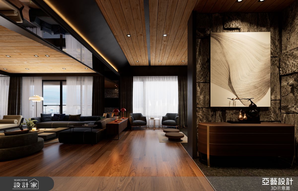 70坪毛胚屋＿現代風玄關客廳案例圖片＿亞藝設計＿亞藝_藍田陞玉之1