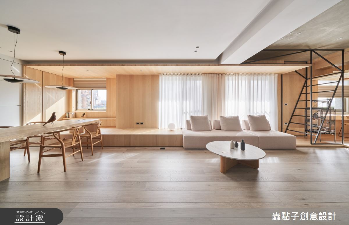 52坪中古屋(5~15年)＿簡約風客廳餐廳樓梯寵物臥榻案例圖片＿蟲點子創意設計＿蟲點子_115之14