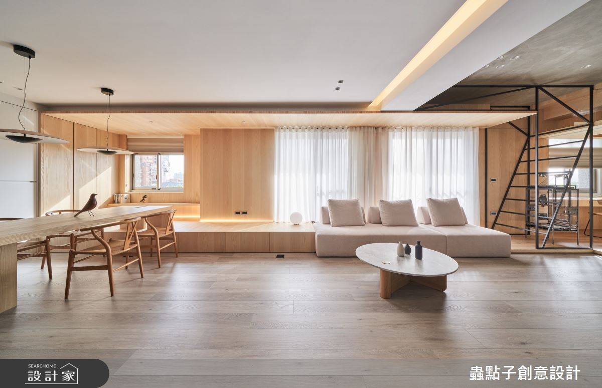 52坪中古屋(5~15年)＿簡約風客廳餐廳樓梯寵物臥榻案例圖片＿蟲點子創意設計＿蟲點子_115之15