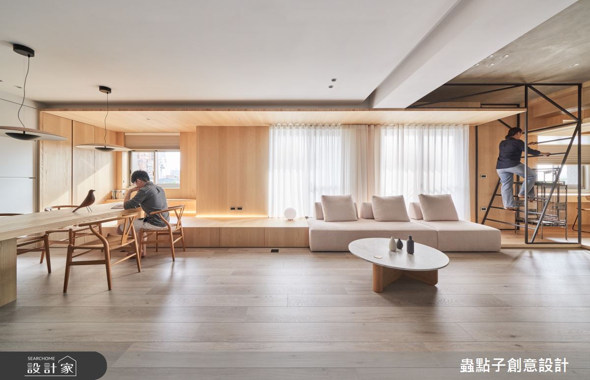 52坪中古屋(5~15年)＿簡約風客廳餐廳樓梯寵物臥榻案例圖片＿蟲點子創意設計＿蟲點子_115之17