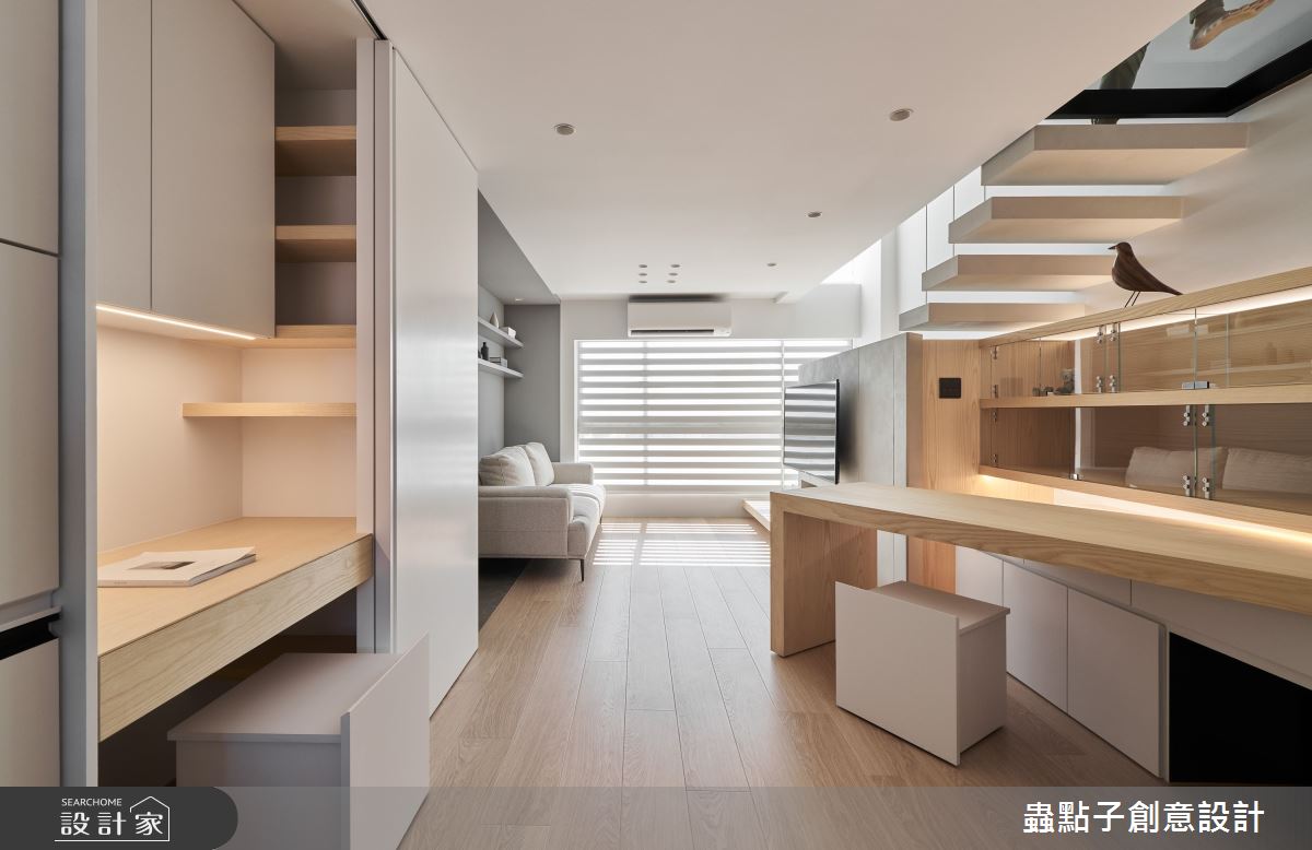 10坪中古屋(5~15年)＿簡約風客廳書房樓梯案例圖片＿蟲點子創意設計＿蟲點子_118之5