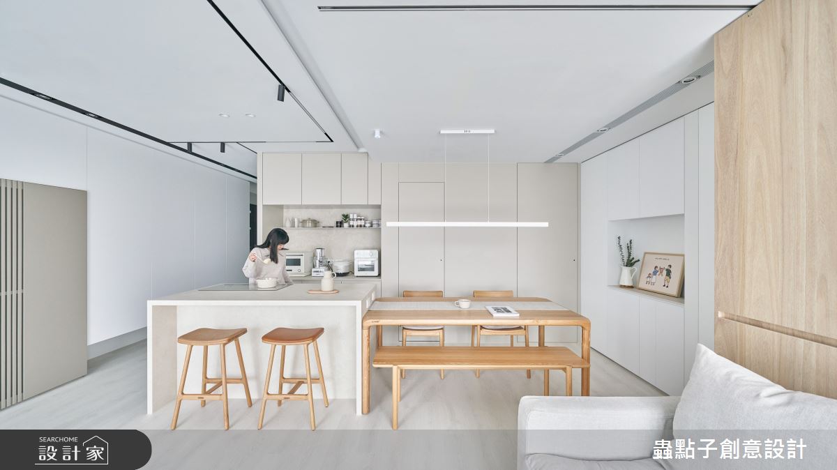 23坪新成屋(5年以下)＿簡約風客廳餐廳中島案例圖片＿蟲點子創意設計＿蟲點子_121之21