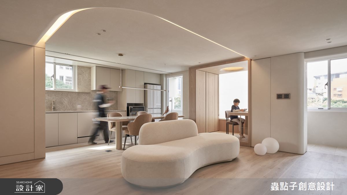 22坪老屋(41~50年)＿奶油風玄關客廳餐廳廚房書房案例圖片＿蟲點子創意設計＿蟲點子_123之5