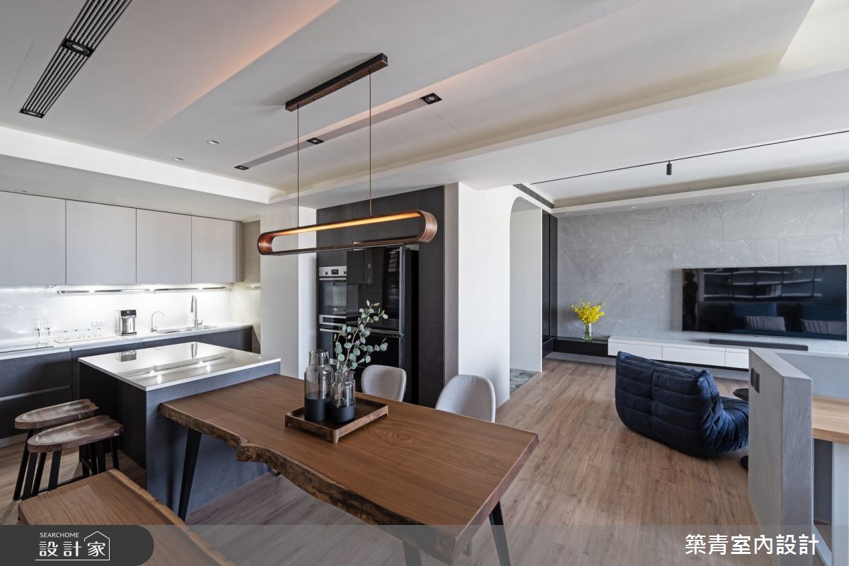 30坪預售屋＿混搭風客廳餐廳廚房中島案例圖片＿築青室內裝修有限公司＿築青_73之15