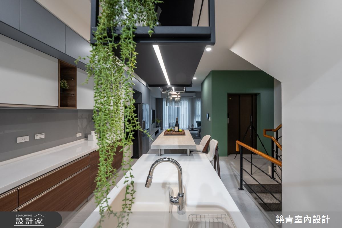 60坪新成屋(5年以下)＿現代風餐廳廚房樓梯中島案例圖片＿築青室內裝修有限公司＿築青_79之17