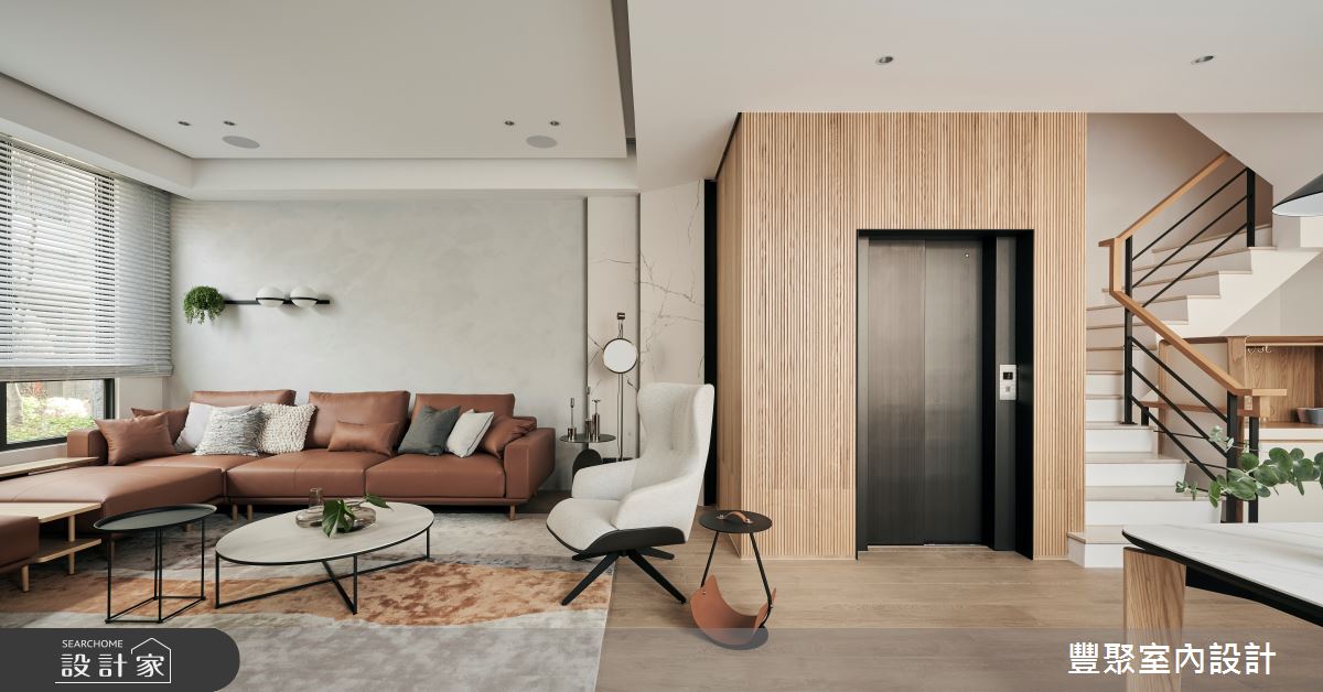 90坪新成屋(5年以下)＿現代風客廳樓梯案例圖片＿豐聚室內設計＿豐聚_36之8