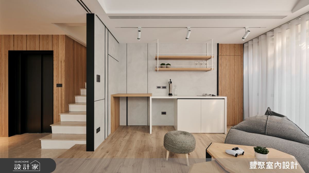 90坪新成屋(5年以下)＿現代風客廳樓梯案例圖片＿豐聚室內設計＿豐聚_36之19