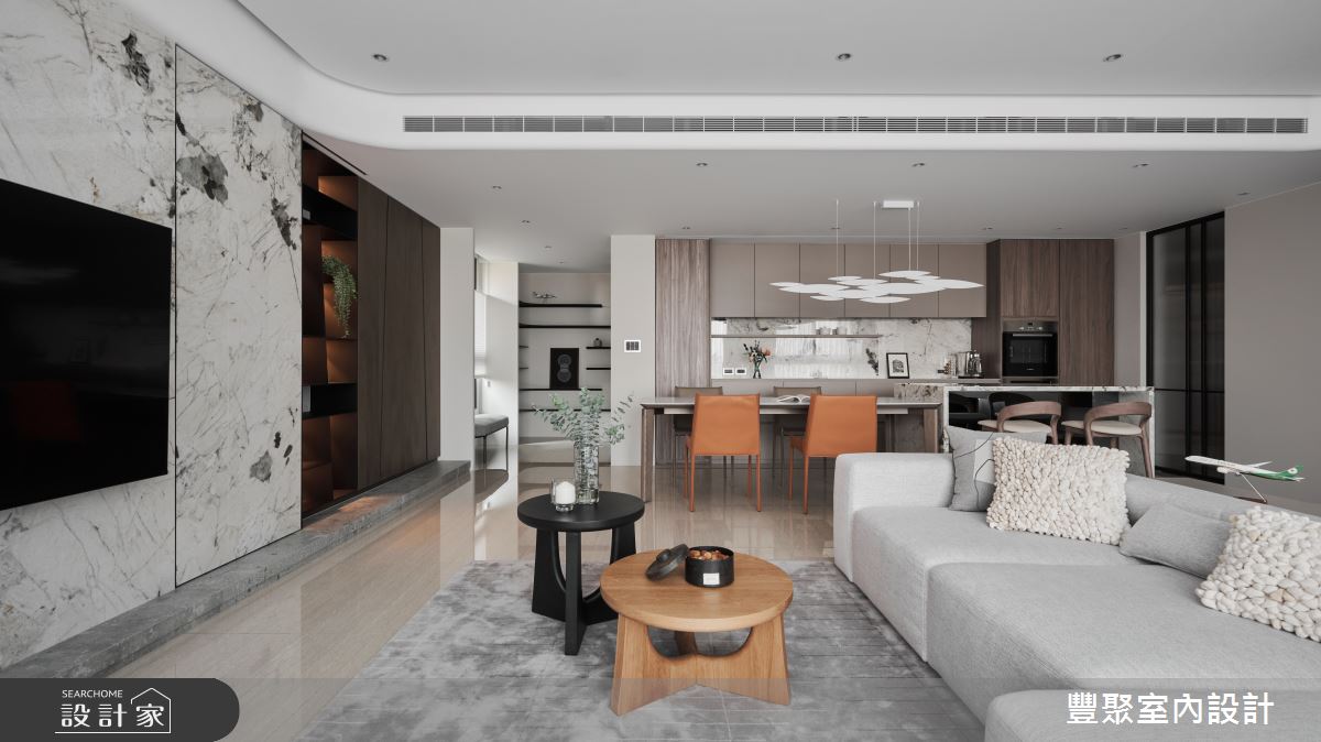 45坪新成屋(5年以下)＿現代風客廳餐廳廚房中島案例圖片＿豐聚室內設計＿豐聚_45之17