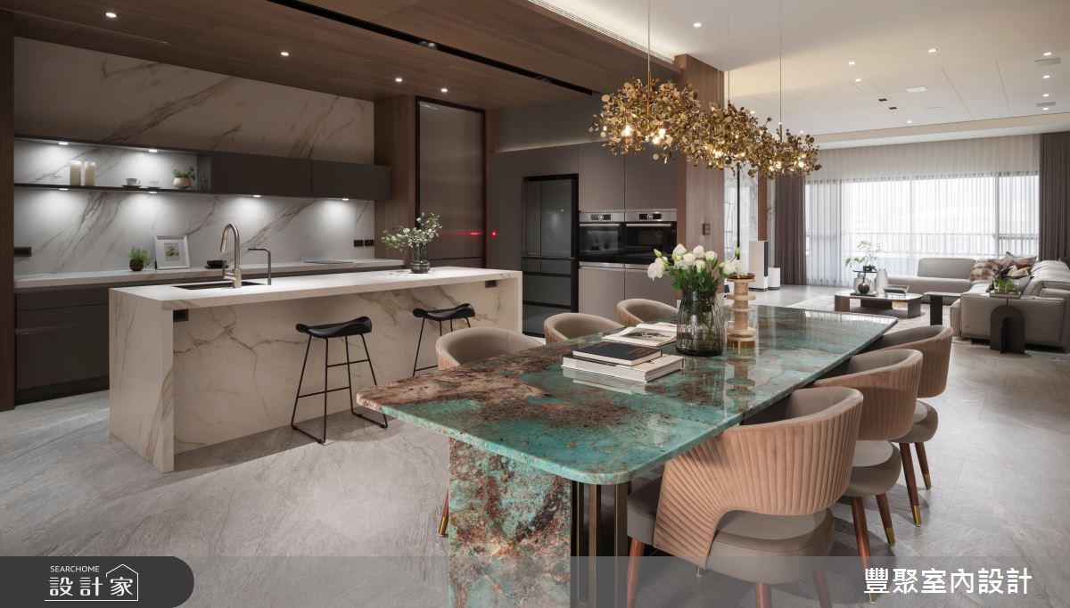 101坪預售屋＿現代風客廳餐廳廚房吧檯中島案例圖片＿豐聚室內設計＿豐聚_56之13