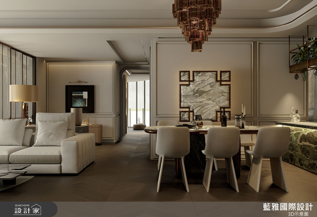 38坪新成屋(5年以下)＿現代風客廳餐廳案例圖片＿藍雅國際設計＿藍雅_上曜國王湖A1之3786