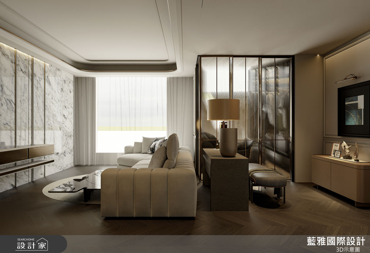 38坪新成屋(5年以下)＿現代風客廳案例圖片＿藍雅國際設計＿藍雅_上曜國王湖A1之12