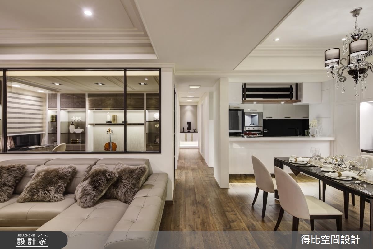 45坪新成屋(5年以下)＿新古典客廳餐廳廚房書房走廊案例圖片＿得比空間設計有限公司＿得比_18之6