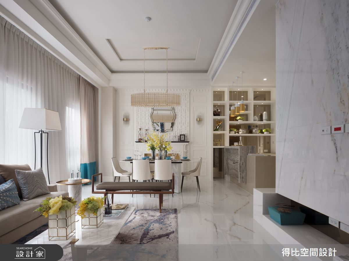 85坪新成屋(5年以下)＿新古典客廳餐廳中島案例圖片＿得比空間設計有限公司＿得比_71之7