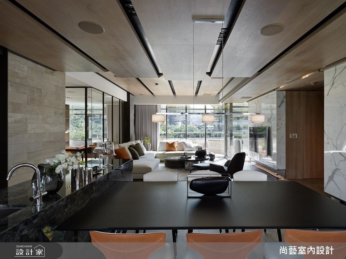 67坪新成屋(5年以下)＿奢華風客廳餐廳吧檯案例圖片＿尚藝室內設計＿尚藝_34高峰會峰裡綿延之15