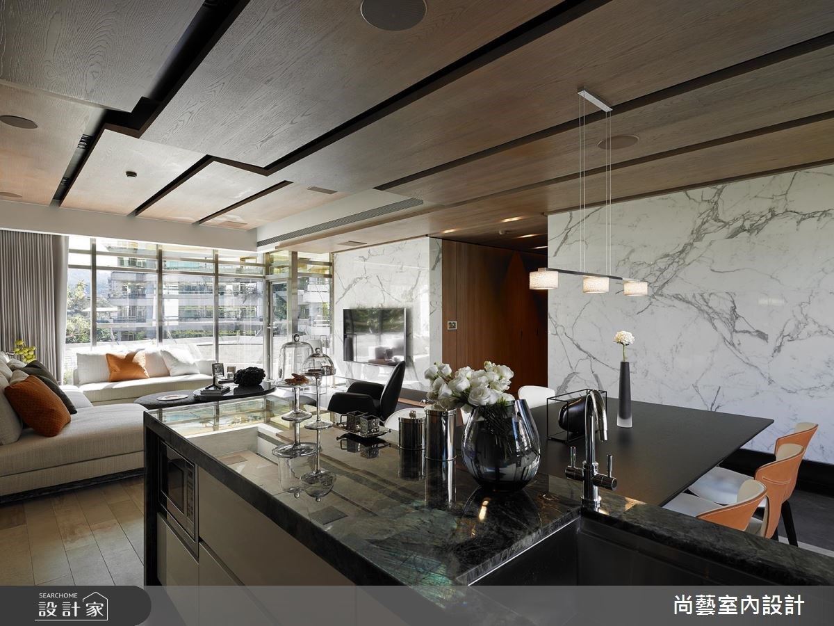 67坪新成屋(5年以下)＿奢華風客廳餐廳吧檯案例圖片＿尚藝室內設計＿尚藝_34高峰會峰裡綿延之16