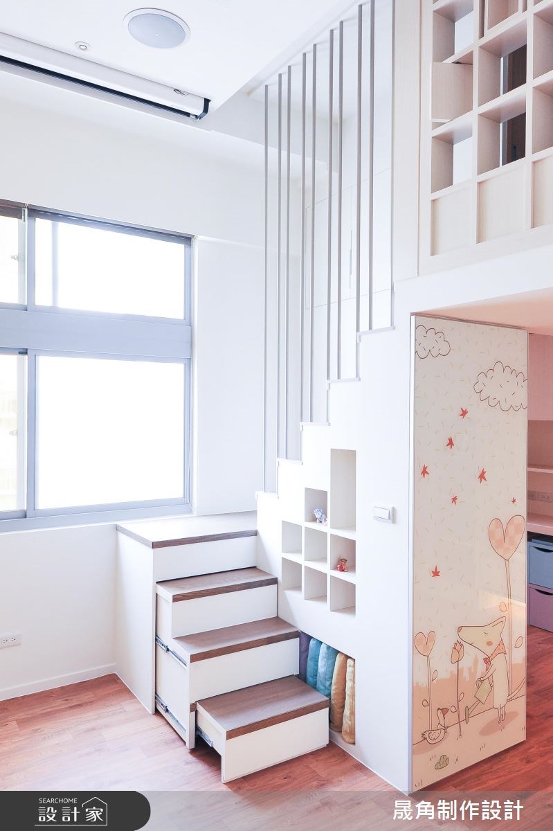 18坪新成屋(5年以下)＿休閒風客廳樓梯案例圖片＿晟角制作設計有限公司＿晟角_半分甜之5