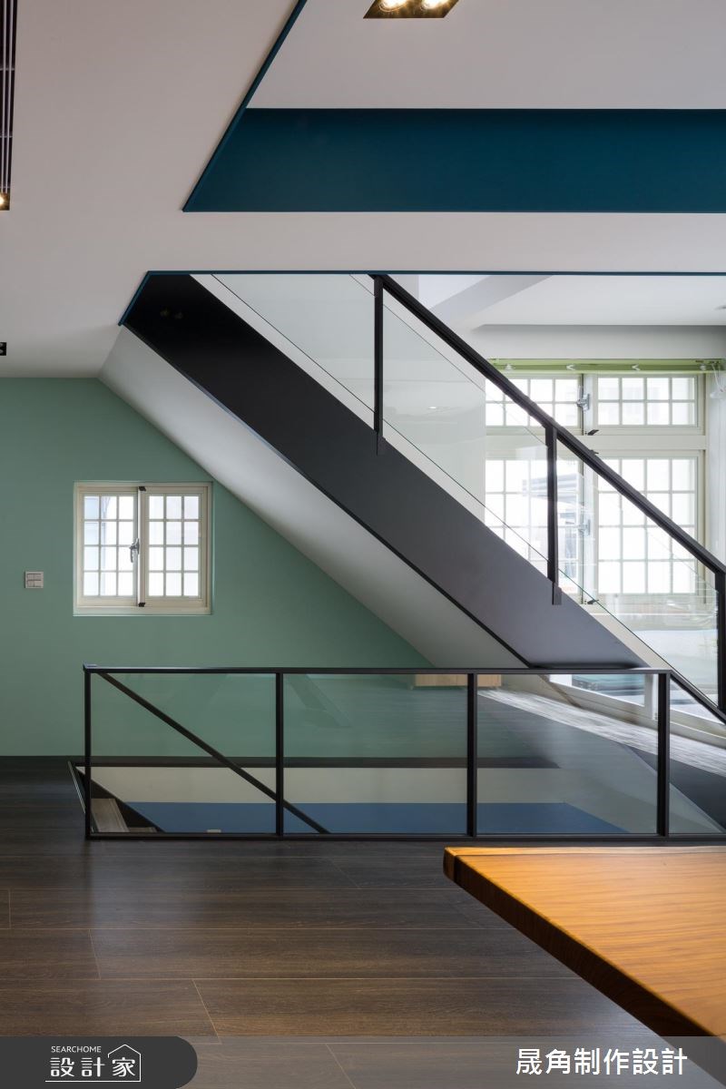 120坪老屋(16~30年)＿混搭風樓梯案例圖片＿晟角制作設計有限公司＿晟角_藍屋之14