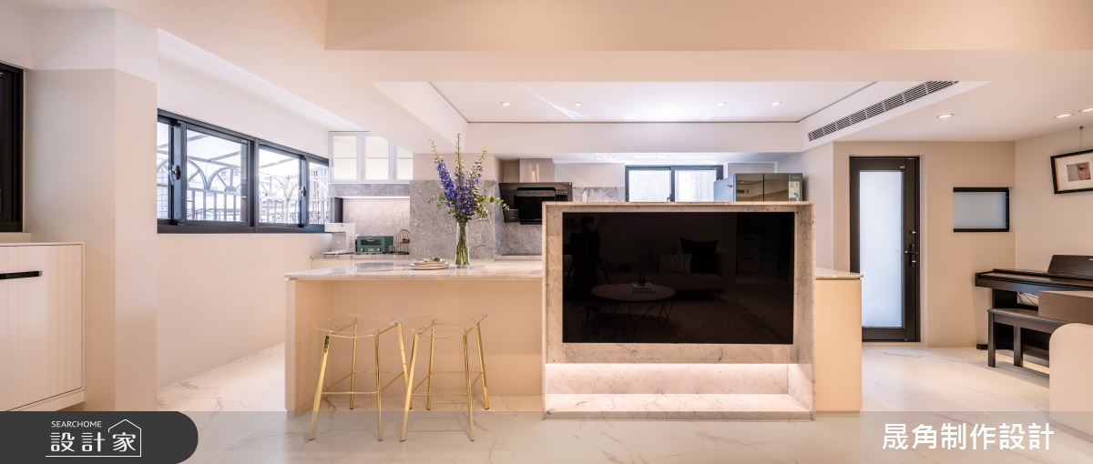 40坪老屋(16~30年)＿飯店風客廳餐廳廚房中島案例圖片＿晟角制作設計有限公司＿晟角_初曉之3