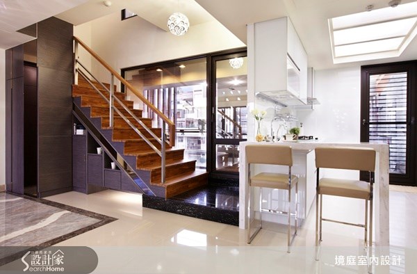 80坪新成屋(5年以下)＿休閒風廚房吧檯樓梯案例圖片＿境庭室內裝修工程有限公司＿境庭_16之9